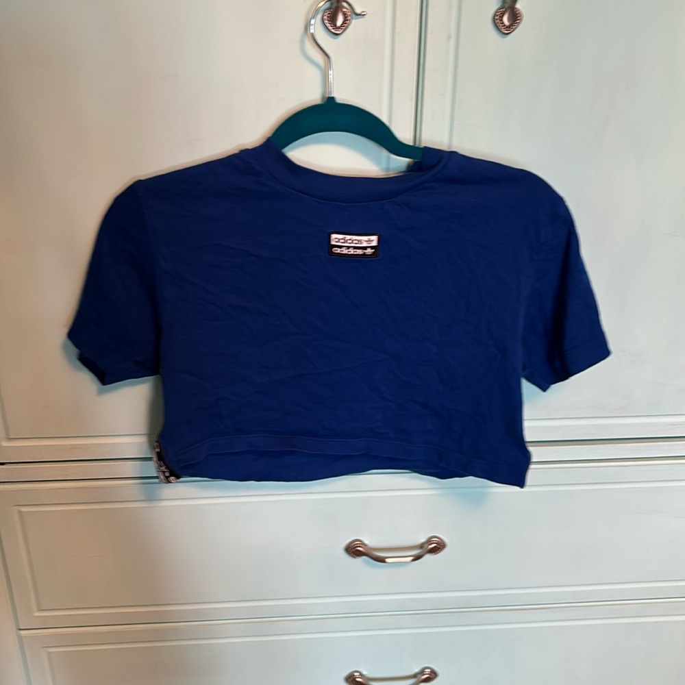 blue adidas crop top